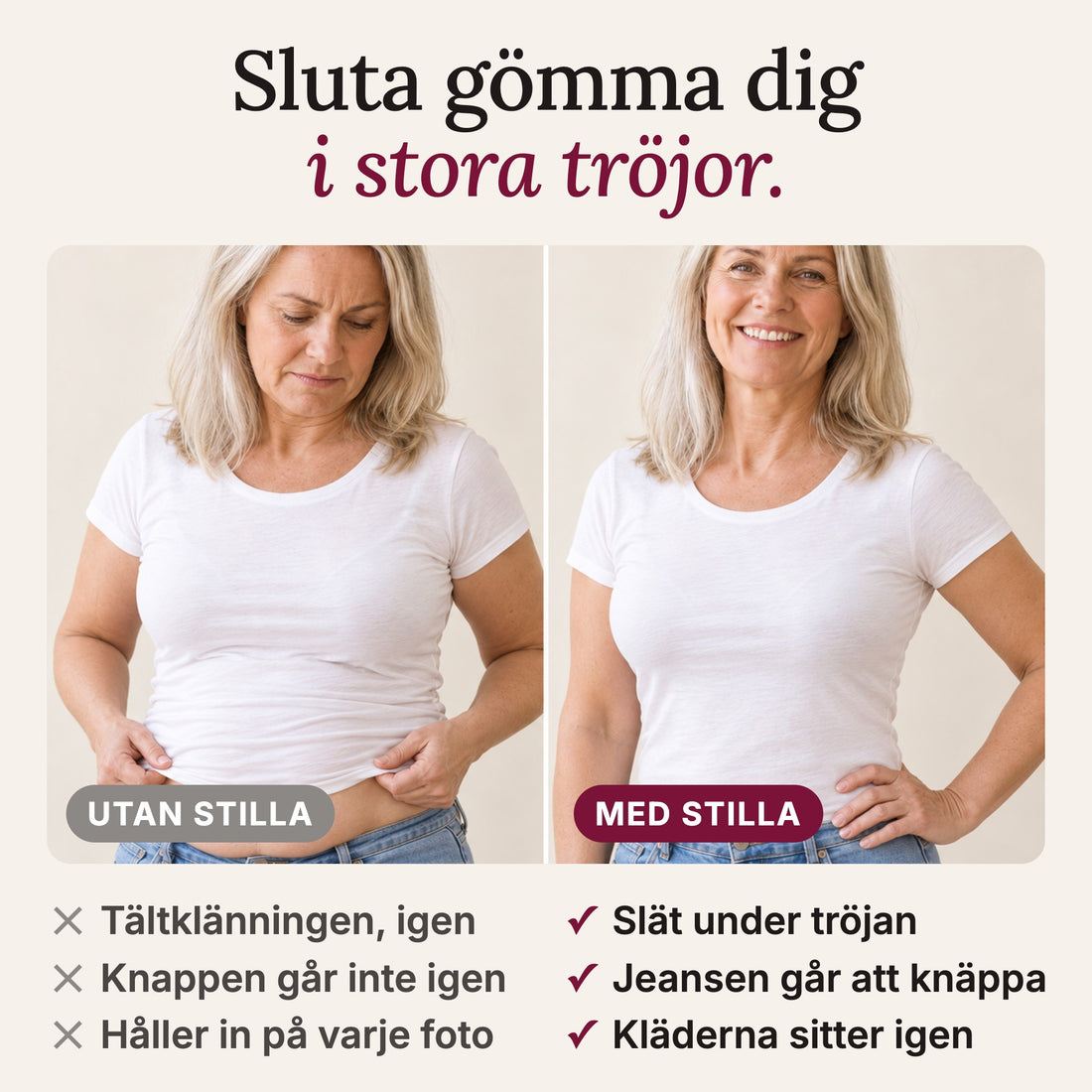 Utan och med Stilla under en vit t-shirt