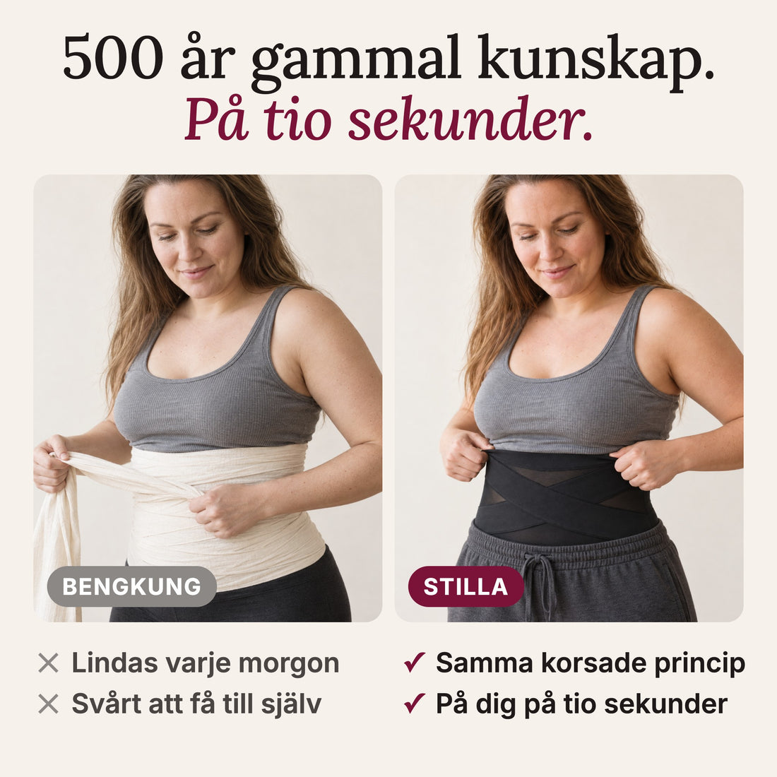 Bengkung lindas varje morgon, Stilla dras på på tio sekunder med samma korsade princip
