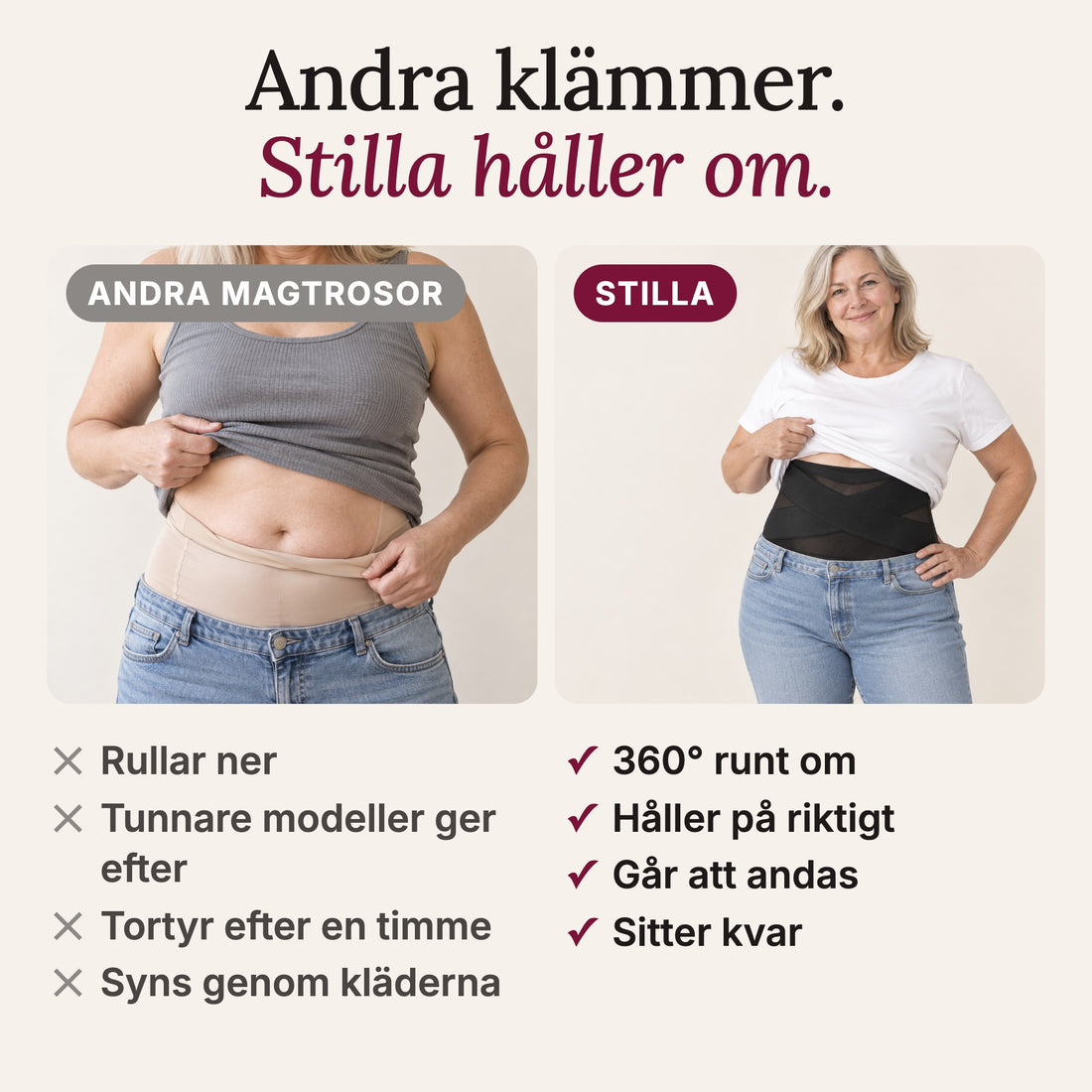 Andra magtrosor rullar ner och klämmer, Stilla håller om 360 grader