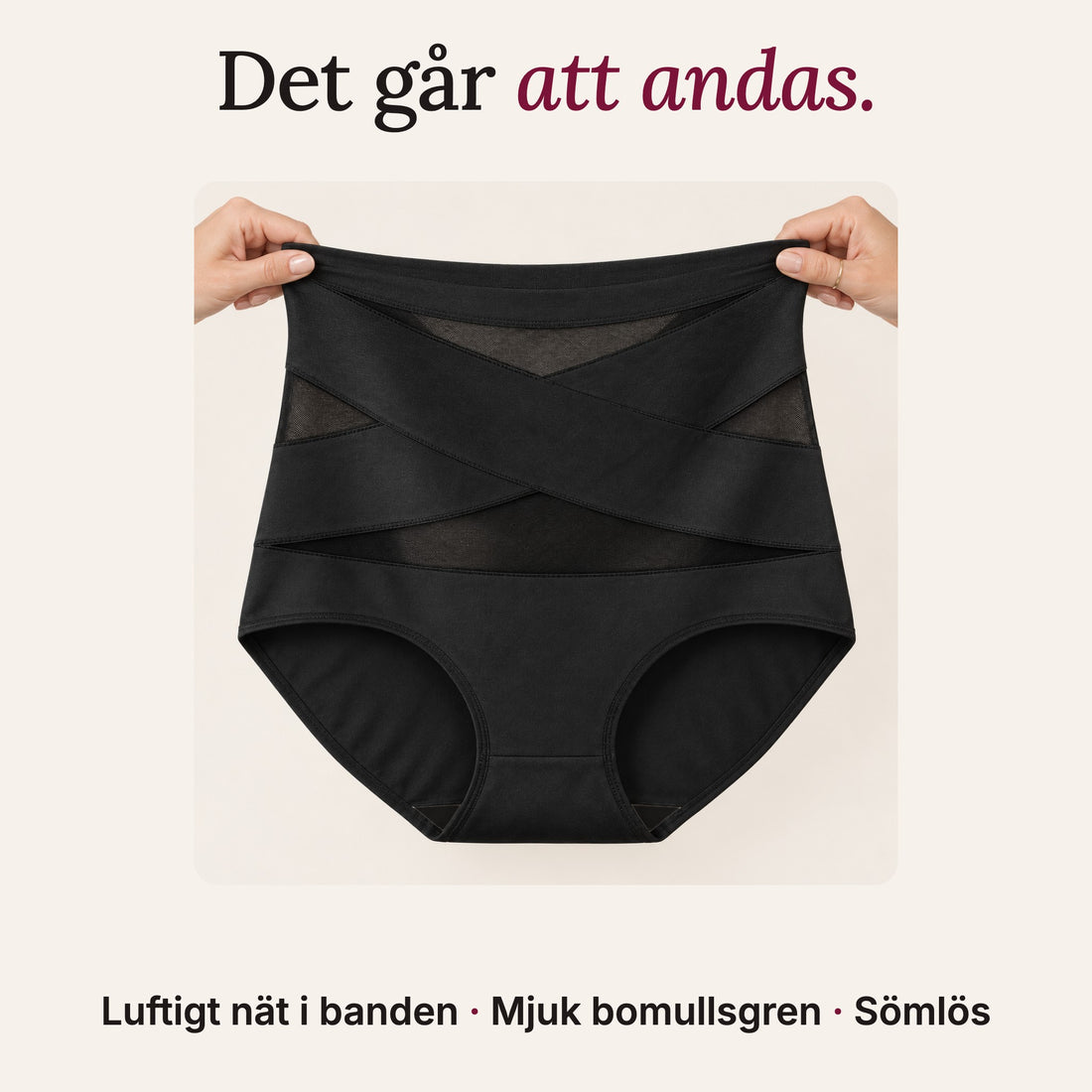 Stilla sträckt mellan händerna, luftigt nät i banden