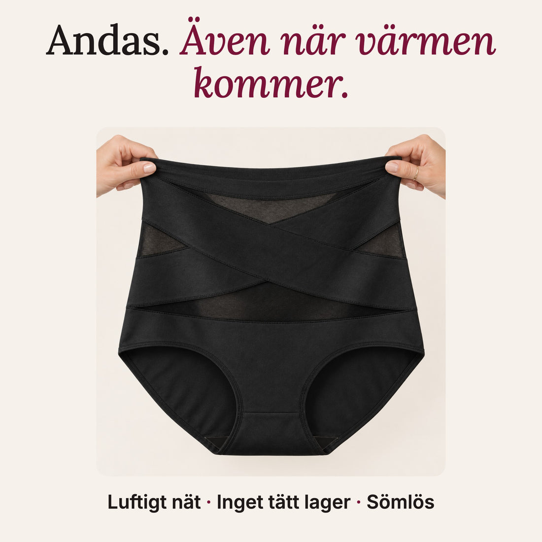 Stilla sträckt mellan händerna, luftigt nät som andas